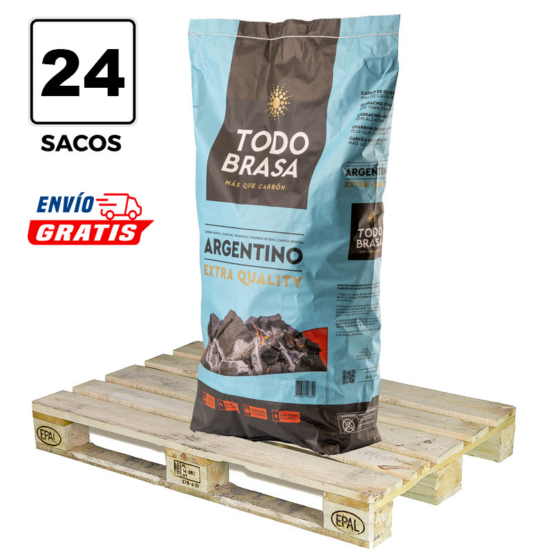 Minipalet sacos carbón ARGENTINO 10Kg. (24 sacos)